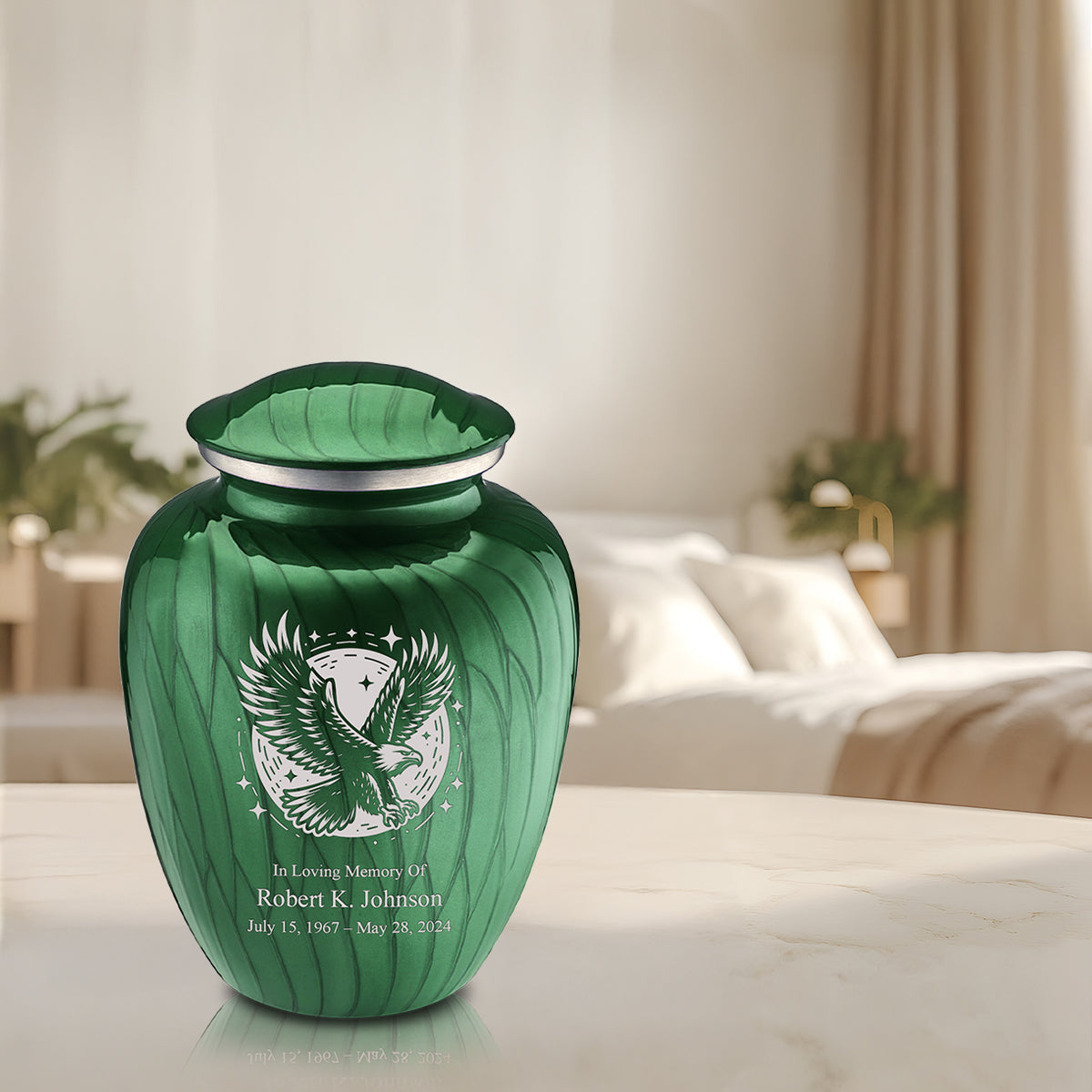 Adult Embrace Pearl Green Flying Eagle Cremation Urn