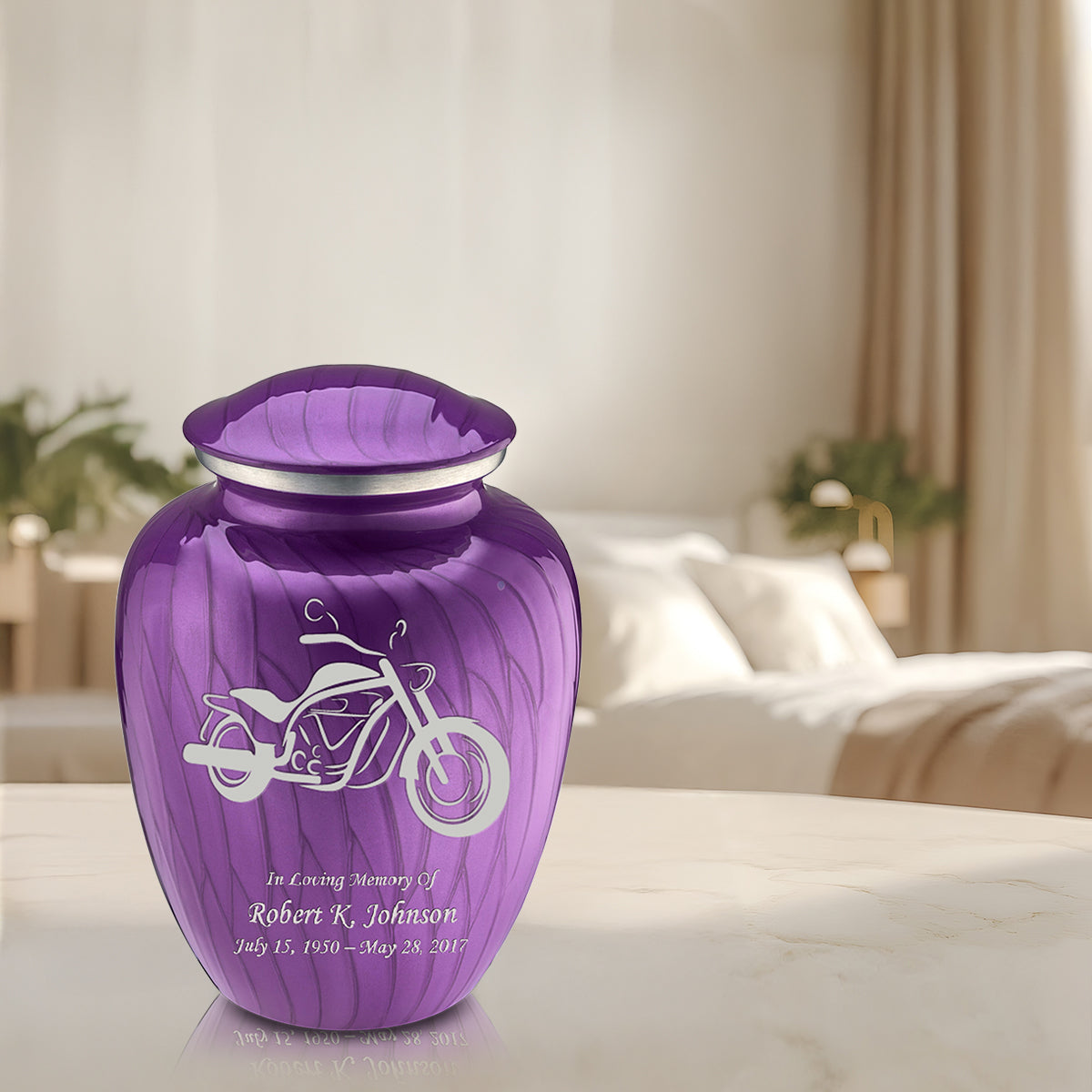 Adult Embrace Pearl Purple Motorcycle Cremation Urn