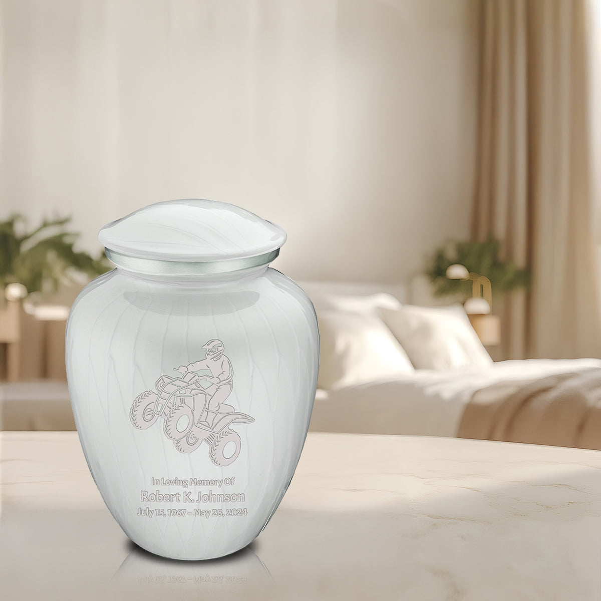 Adult Embrace Pearl White ATV Cremation Urn