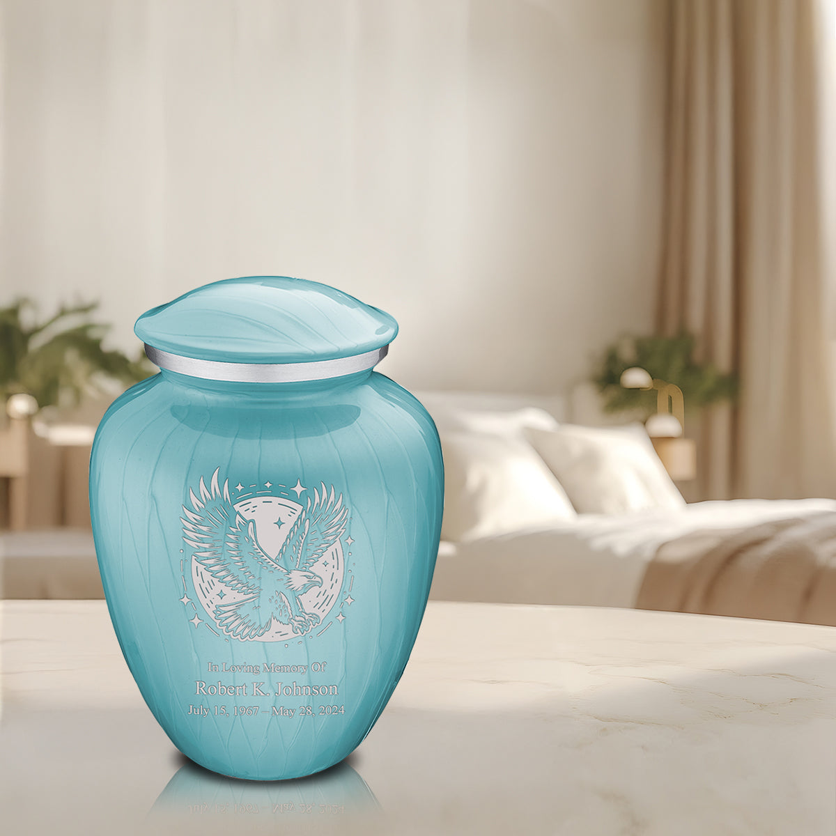 Adult Embrace Pearl Light Blue Flying Eagle Cremation Urn