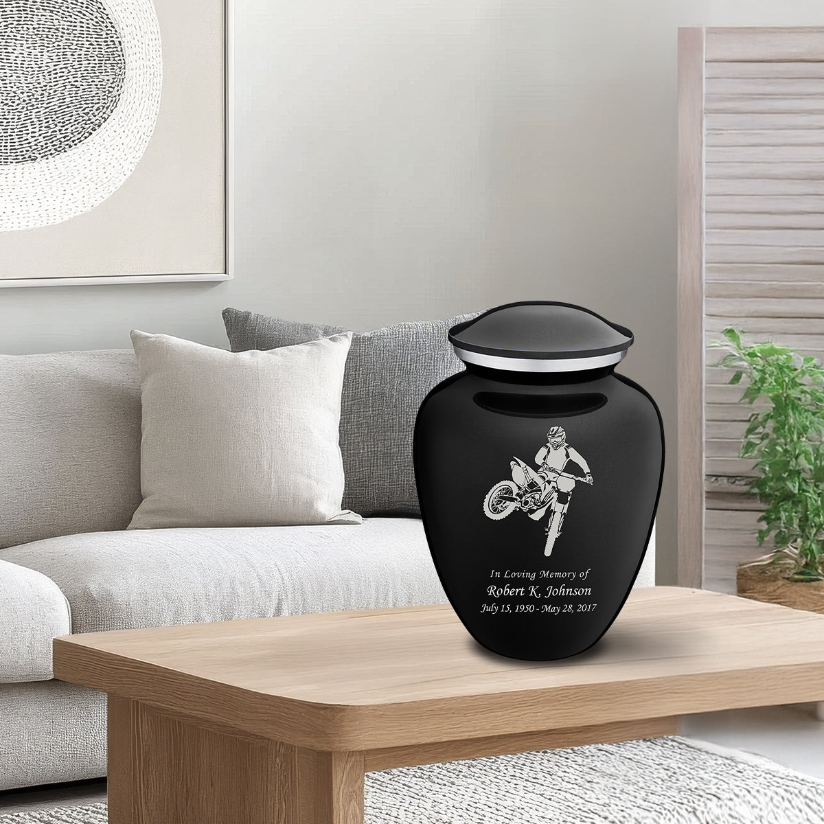 Adult Embrace Black Dirt Bike Cremation Urn