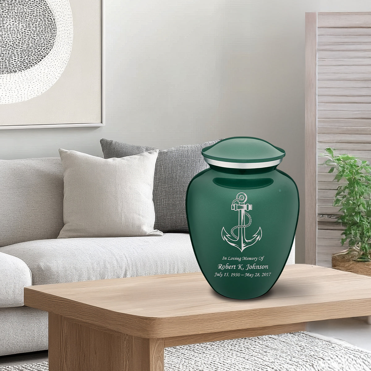 Adult Embrace Green Anchor Cremation Urn