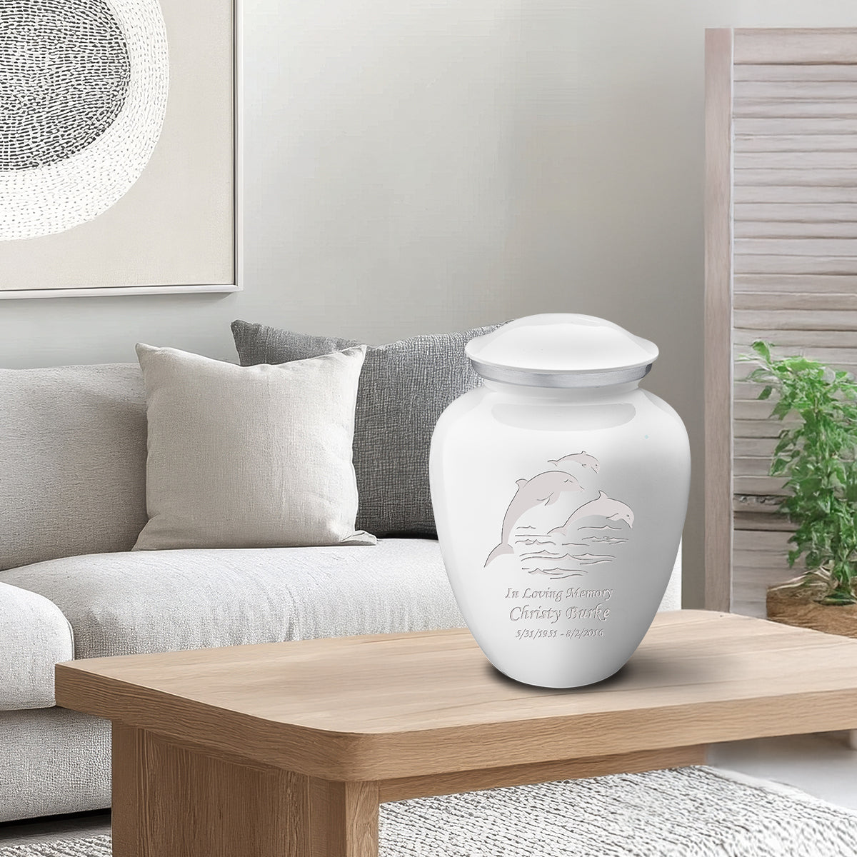 Adult Embrace White Dolphins Cremation Urn