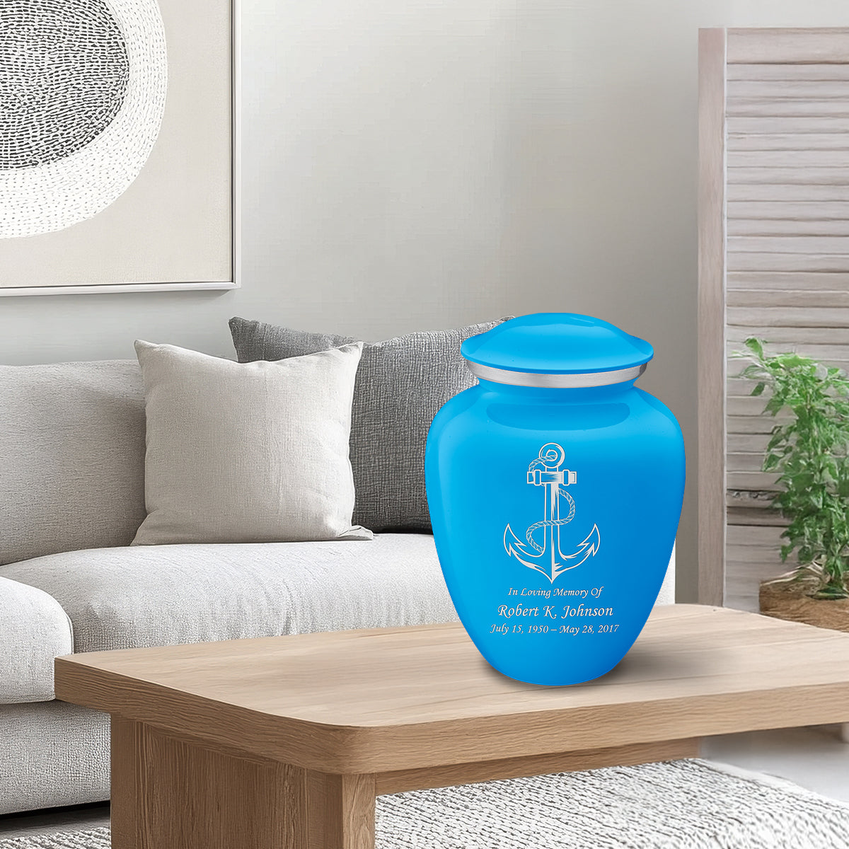 Adult Embrace Racing Blue Anchor Cremation Urn