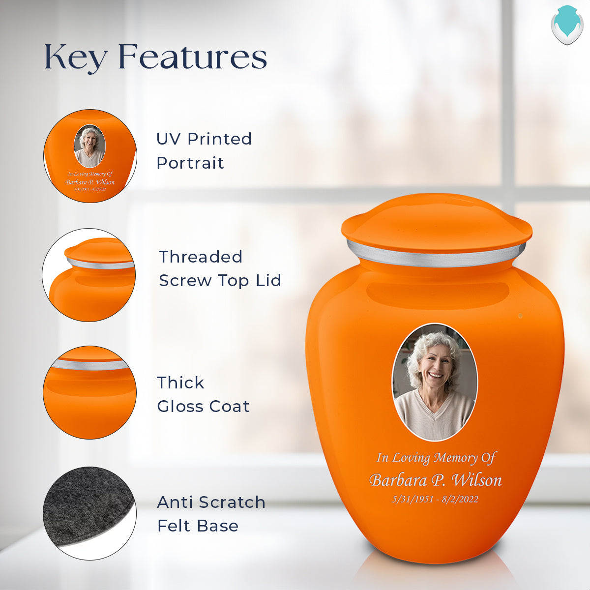 Adult Embrace Burnt Orange Portrait Cremation Urn