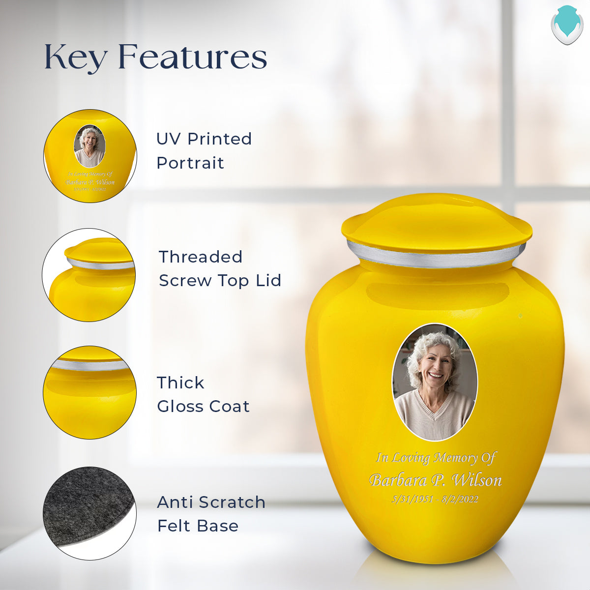 Adult Embrace Yellow Portrait Cremation Urn