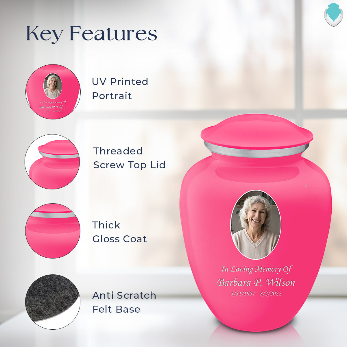 Adult Embrace Bright Pink Portrait Cremation Urn