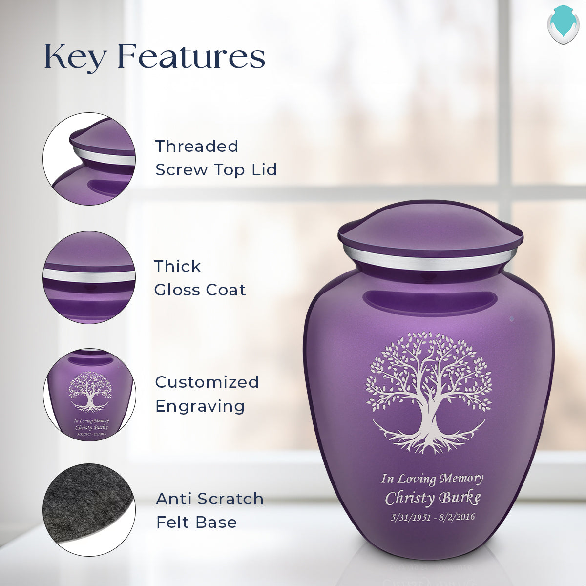 Adult Embrace Purple Tree of Life Cremation Urn