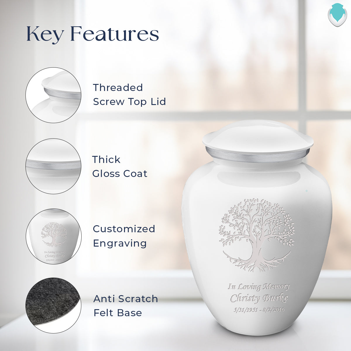 Adult Embrace White Tree of Life Cremation Urn