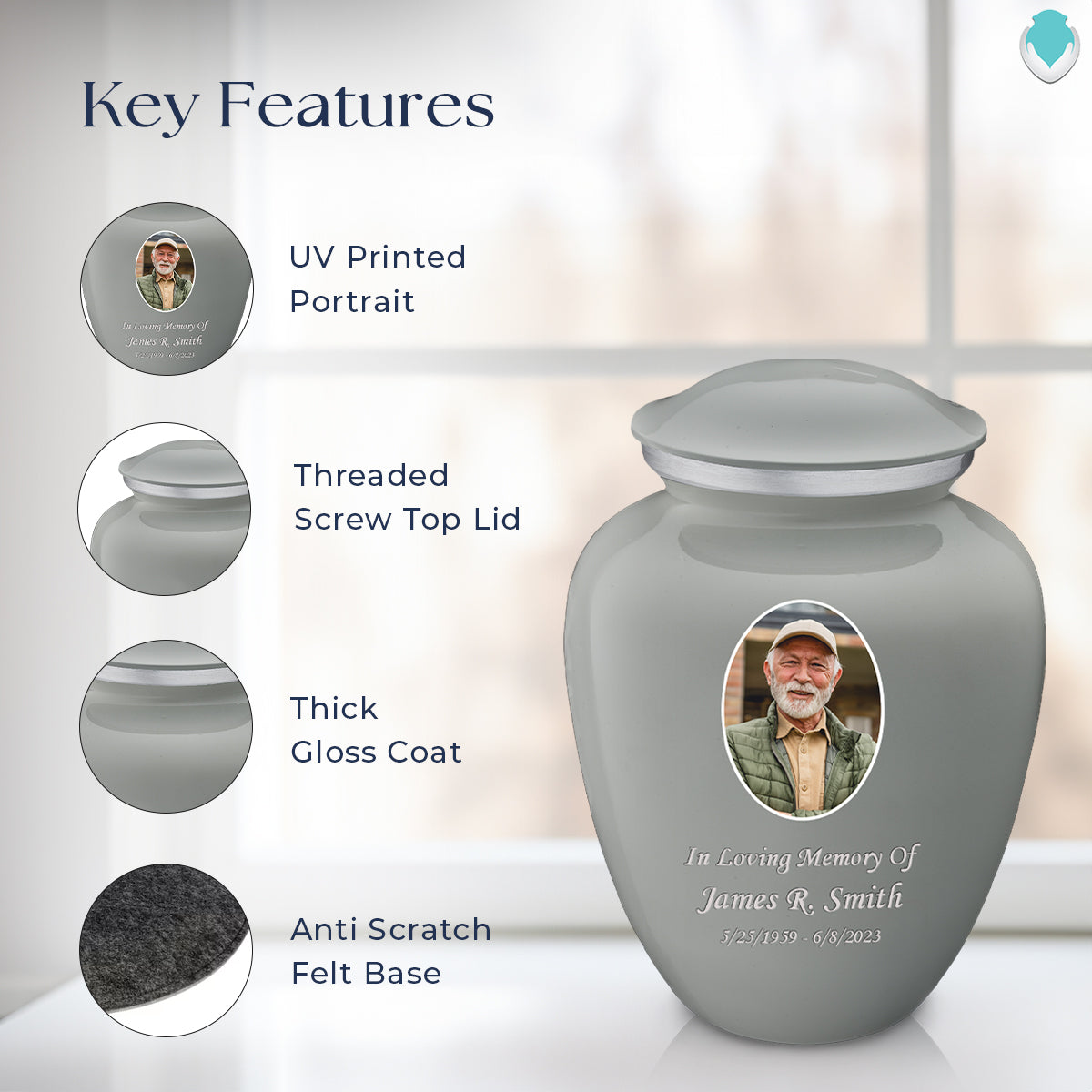 Adult Embrace Slate Grey Portrait Cremation Urn