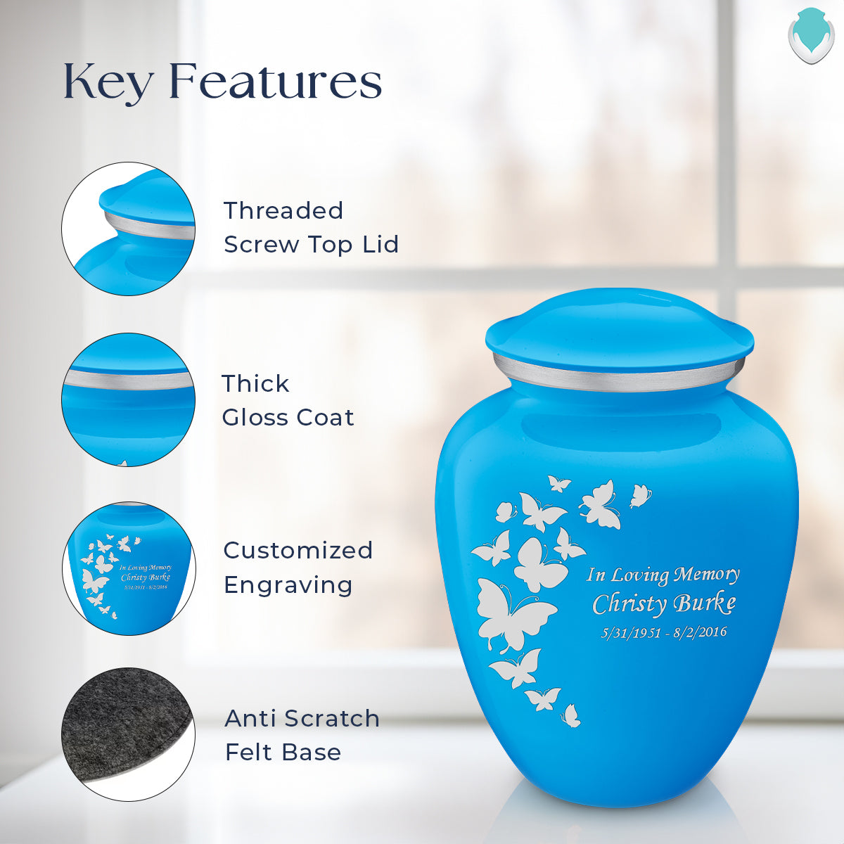 Adult Embrace Racing Blue Butterfly Cremation Urn