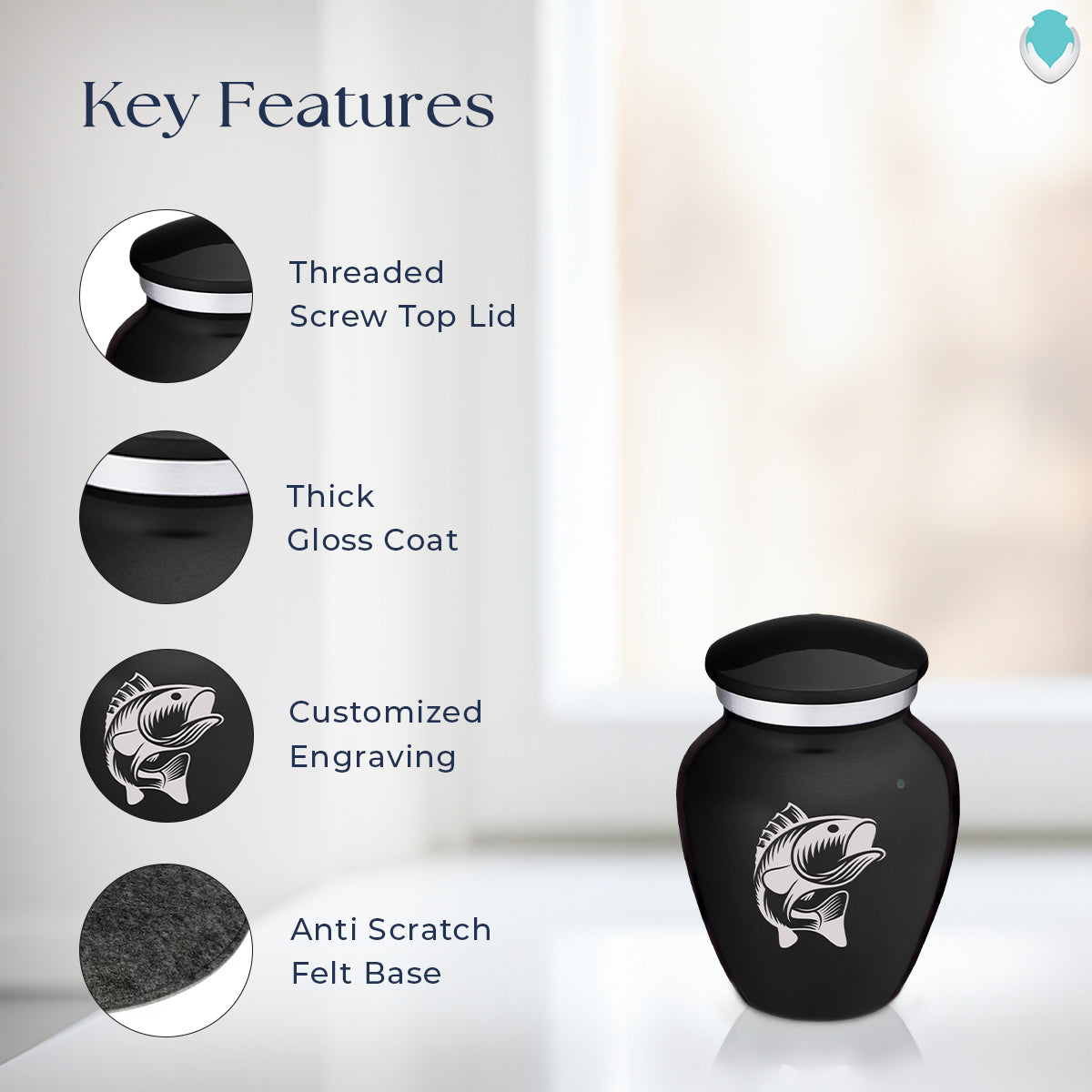 Keepsake Embrace Black Fish Cremation Urn
