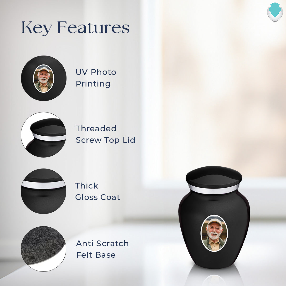 Keepsake Embrace Black Portrait Cremation Urn