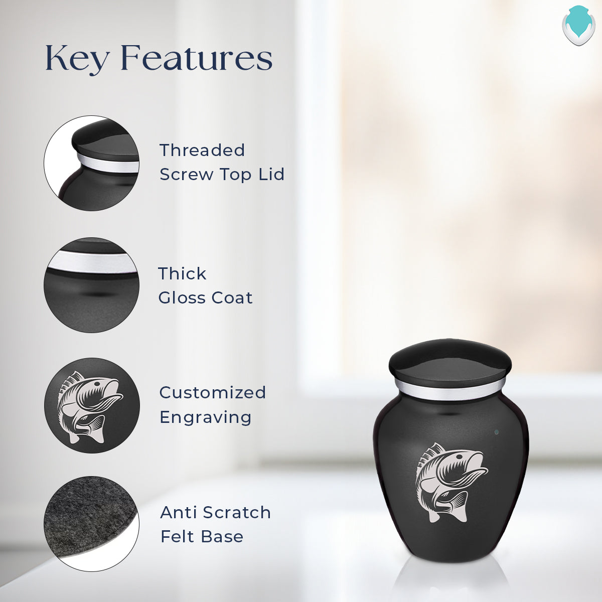 Keepsake Embrace Charcoal Fish Cremation Urn