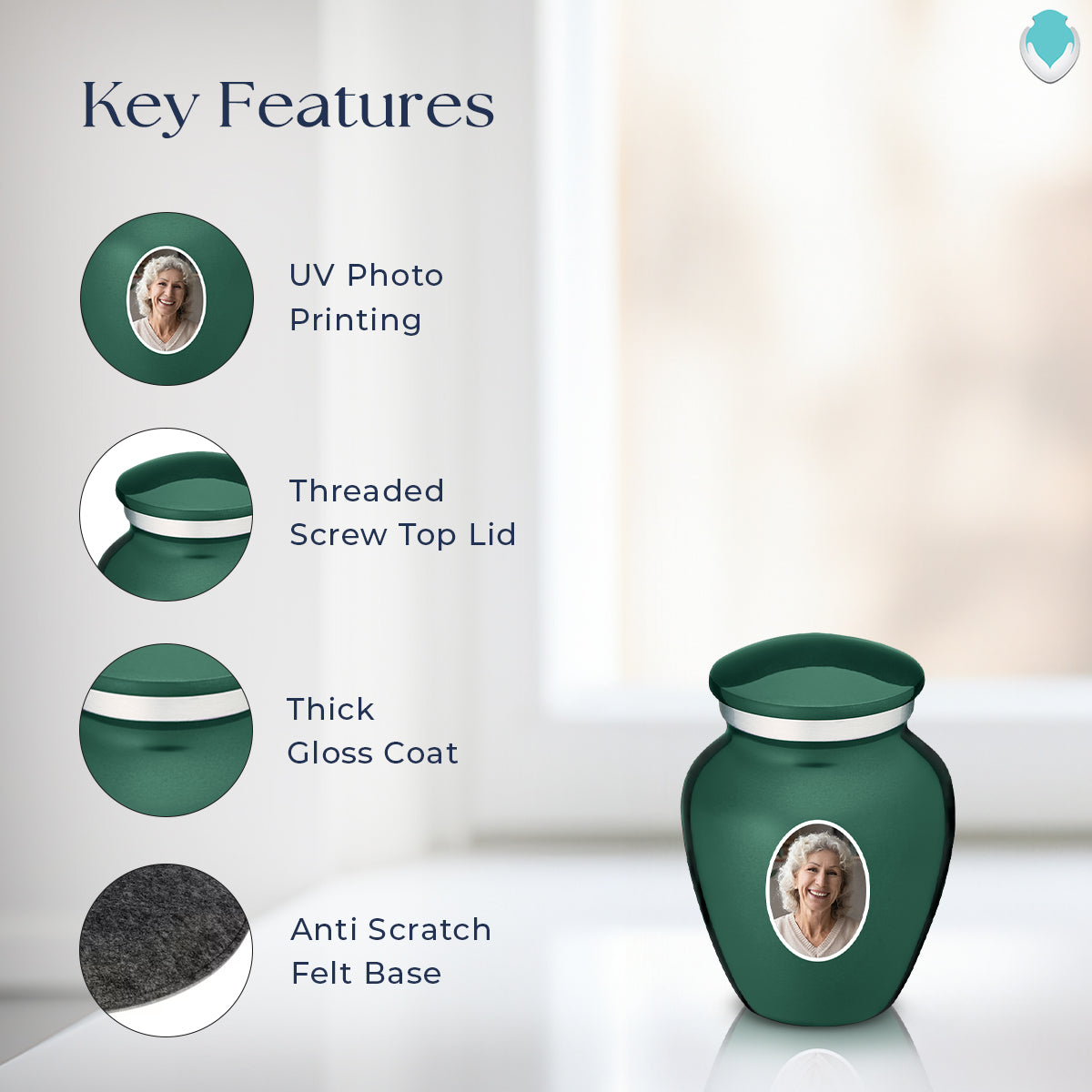 Keepsake Embrace Green Portrait Cremation Urn