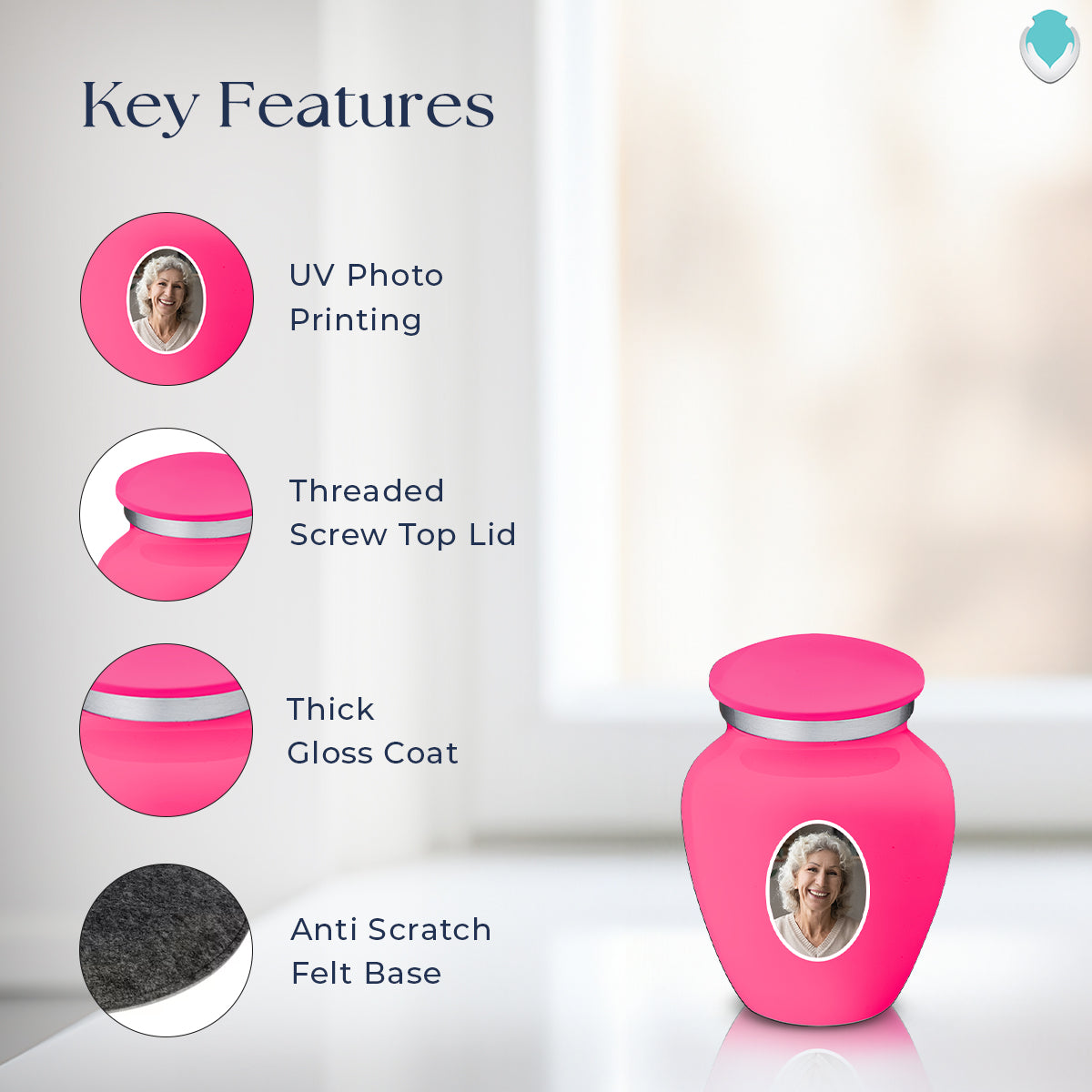 Keepsake Embrace Bright Pink Portrait Cremation Urn