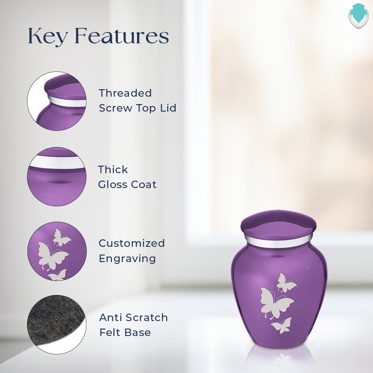 Keepsake Embrace Purple Butterflies Cremation Urn