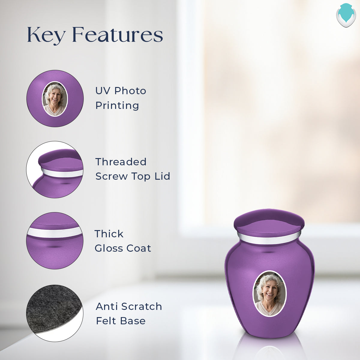 Keepsake Embrace Purple Portrait Cremation Urn