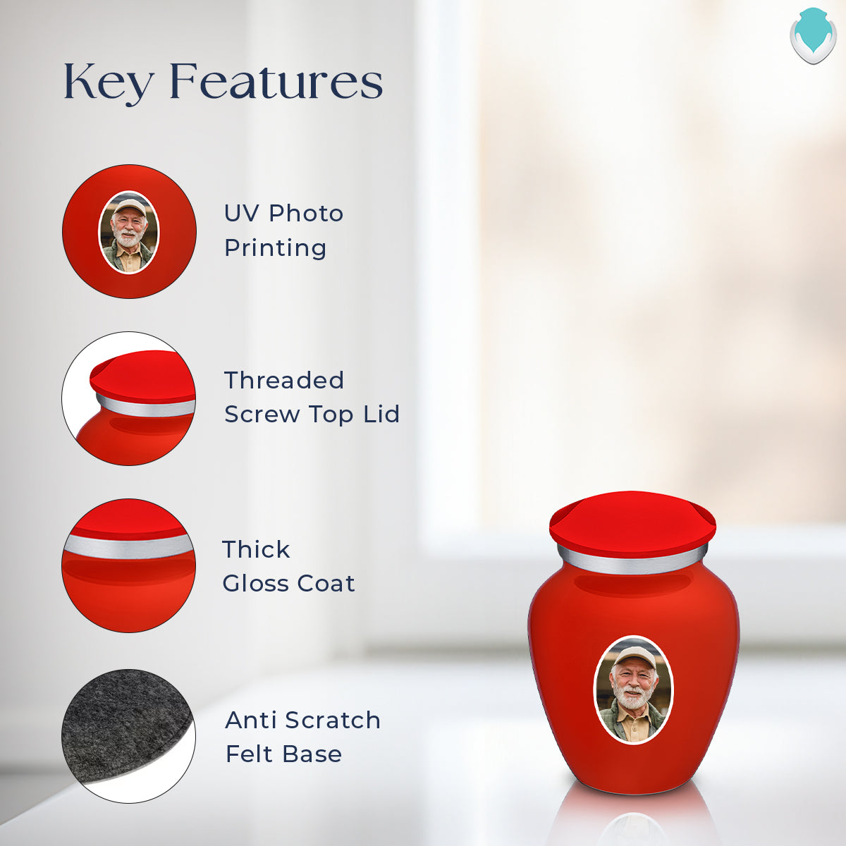 Keepsake Embrace Bright Red Portrait Cremation Urn