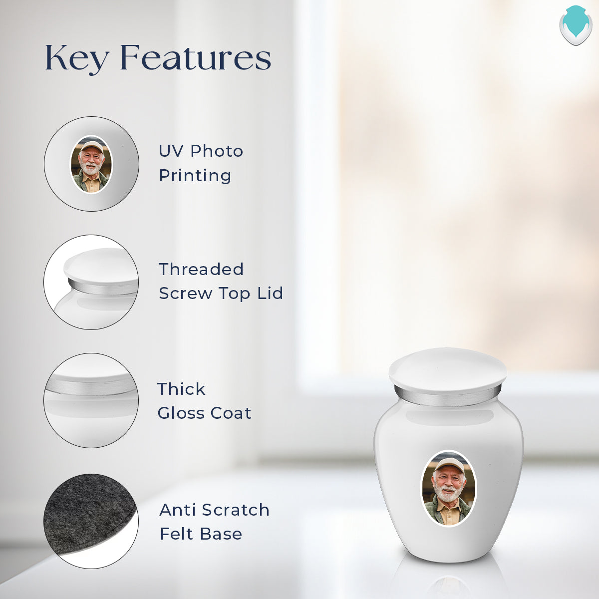 Keepsake Embrace White Portrait Cremation Urn