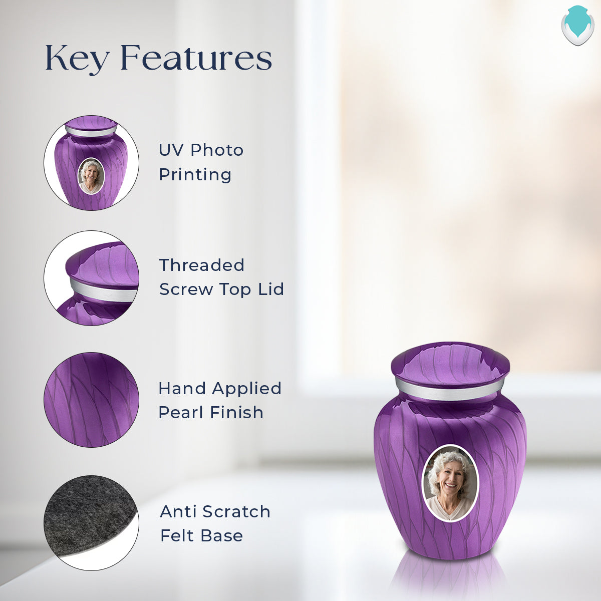 Keepsake Embrace Pearl Purple Portrait Cremation Urn