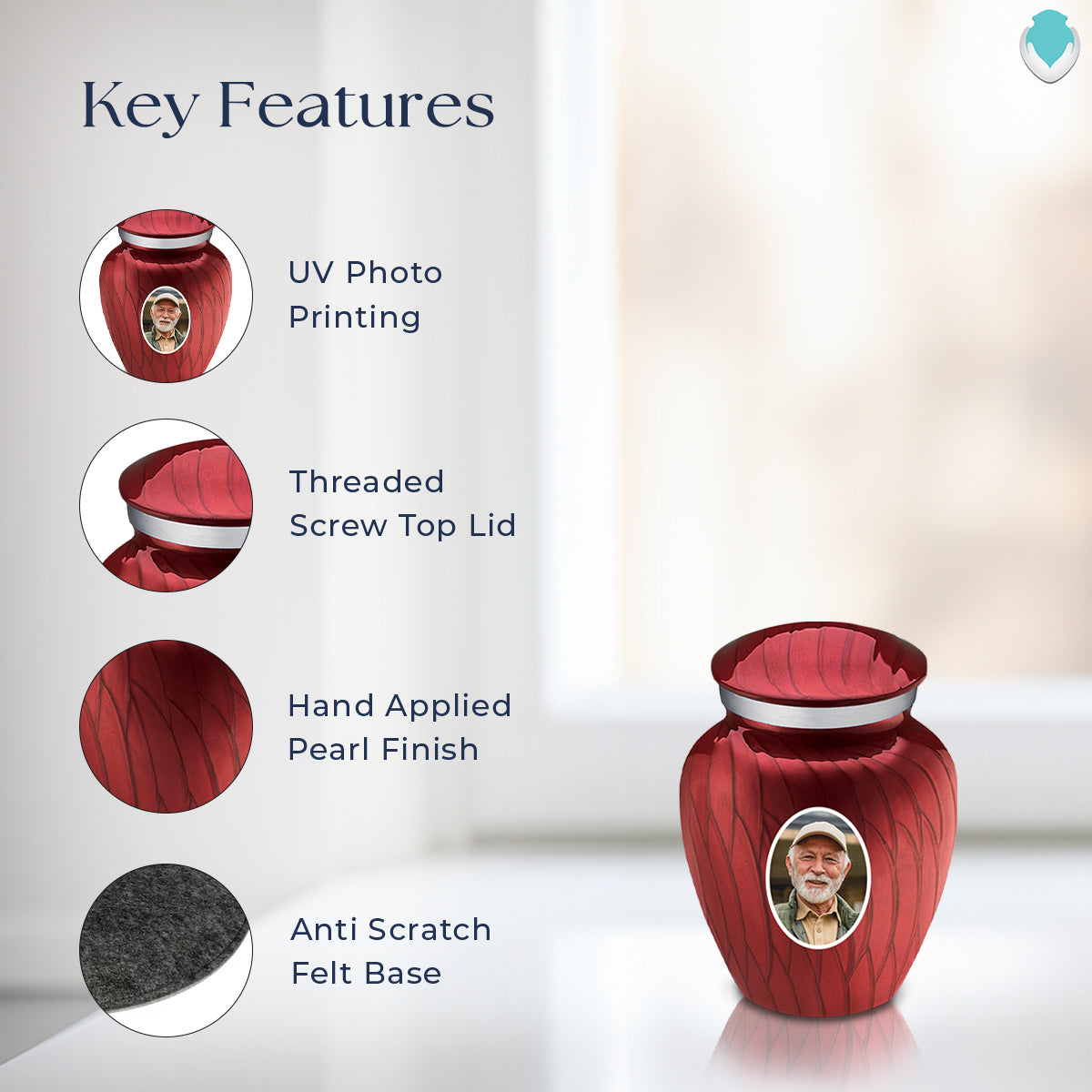 Keepsake Embrace Pearl Candy Red Portrait Cremation Urn