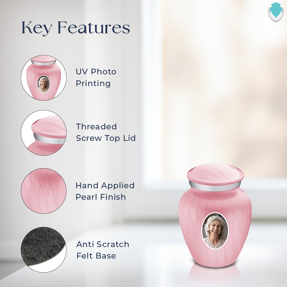 Keepsake Embrace Pearl Pink Portrait Cremation Urn