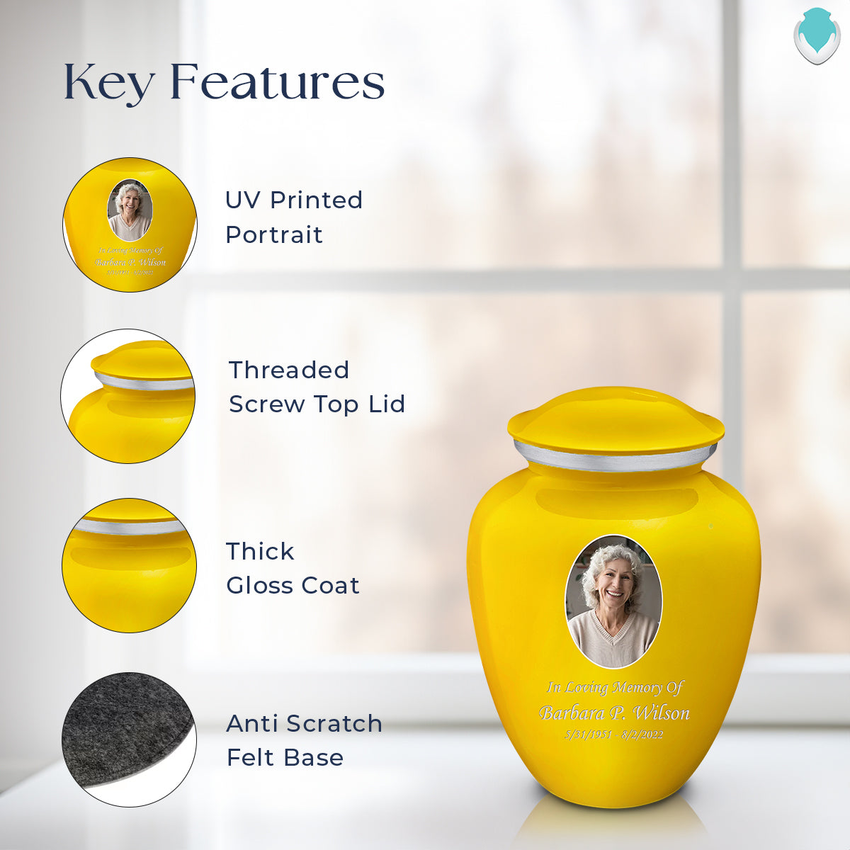 Medium Embrace Yellow Portrait Cremation Urn