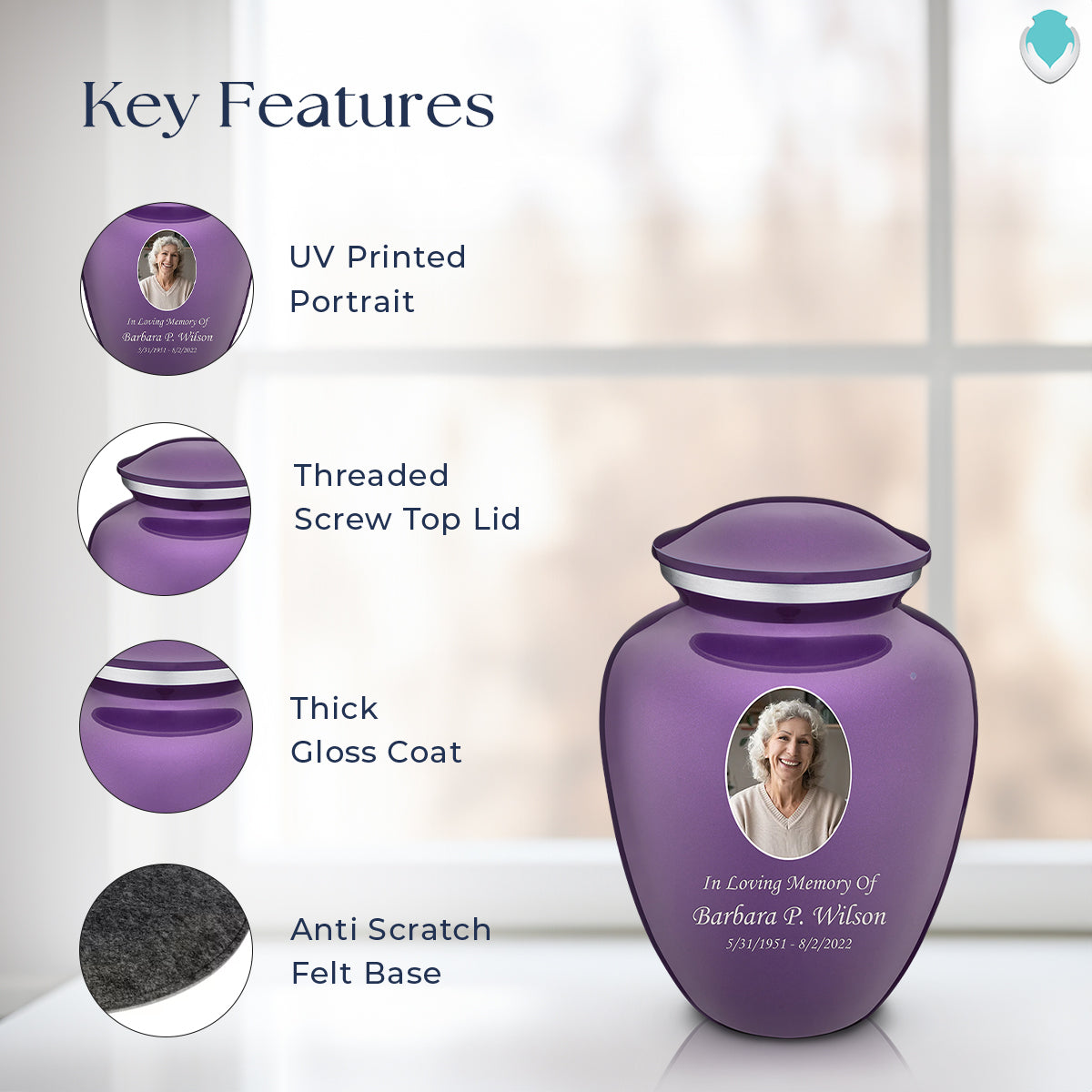 Medium Embrace Purple Portrait Cremation Urn