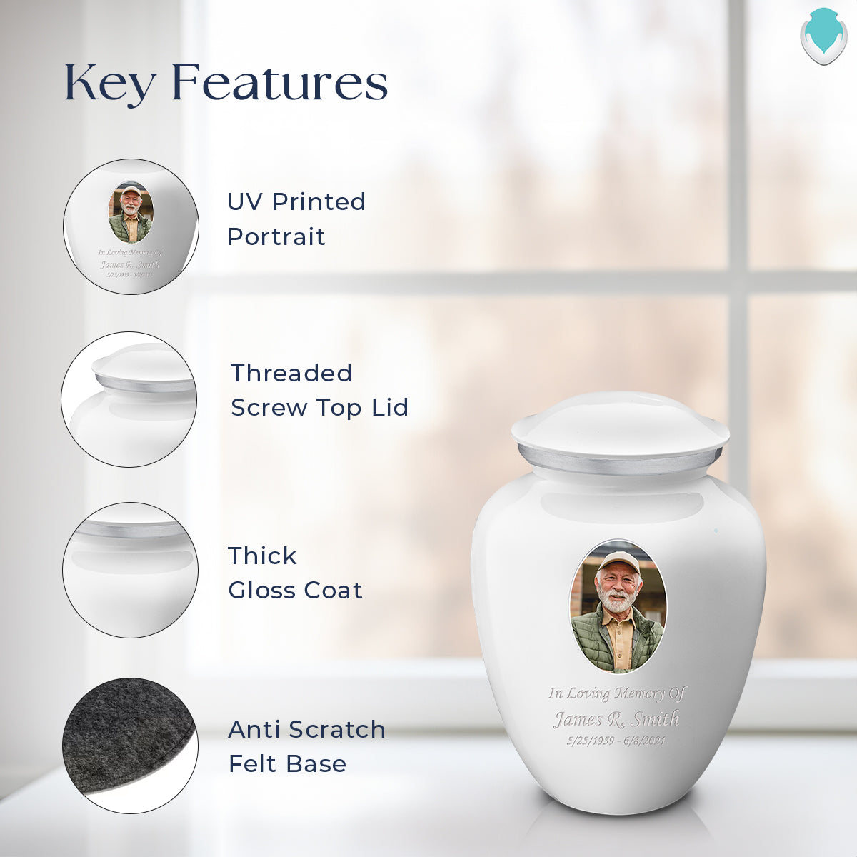 Medium Embrace White Portrait Cremation Urn