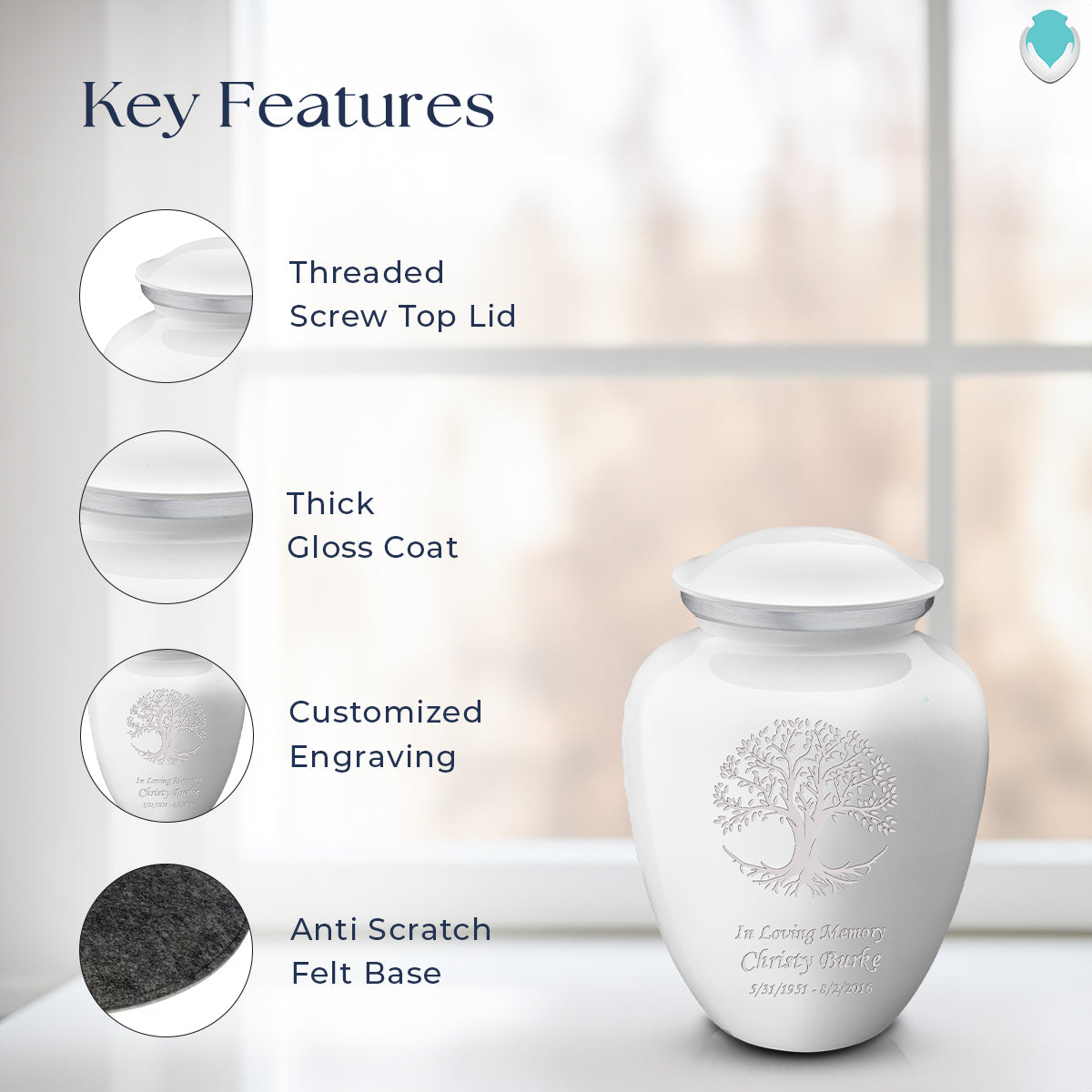 Medium Embrace White Tree of Life Cremation Urn