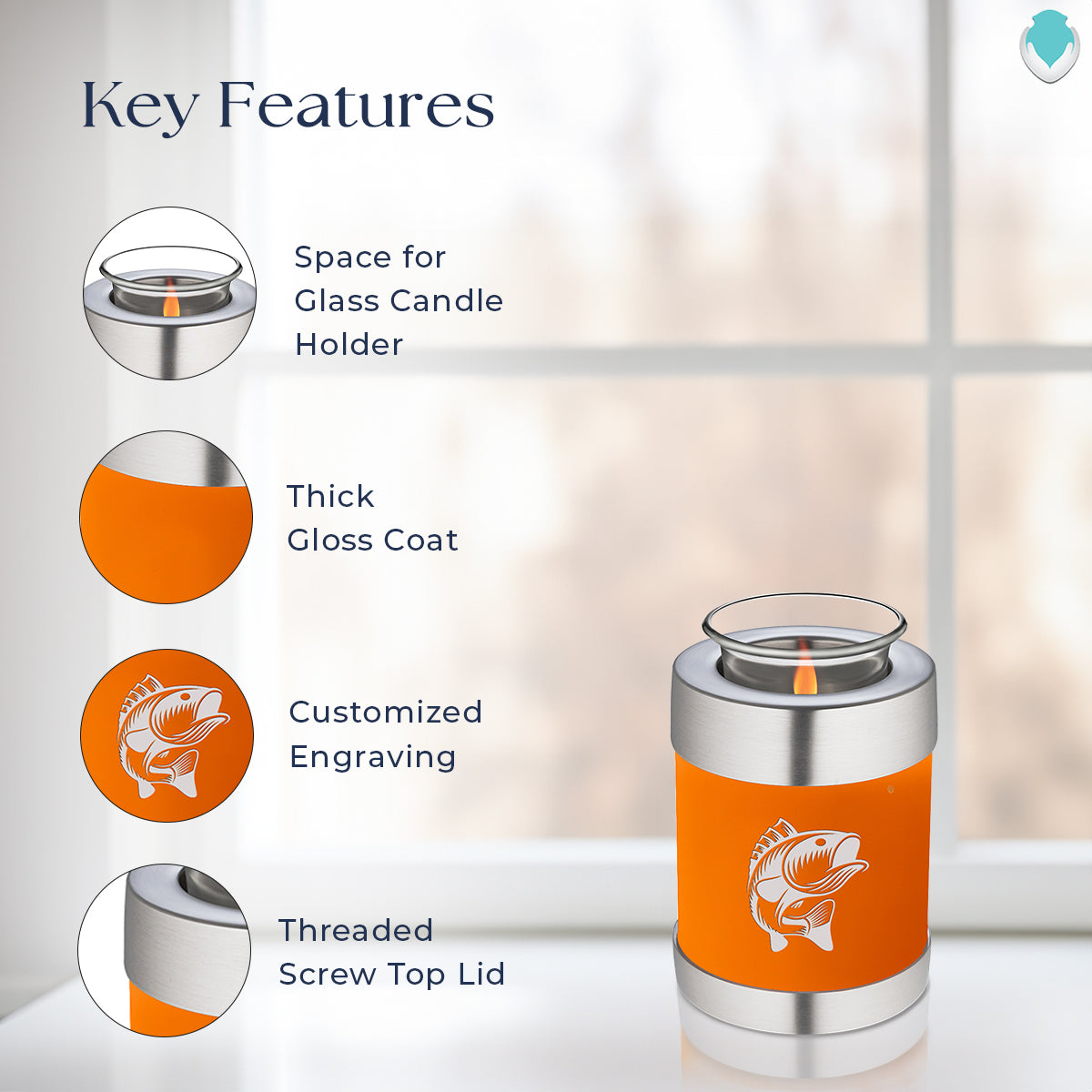 Candle Holder Embrace Burnt Orange Fishing Cremation Urn