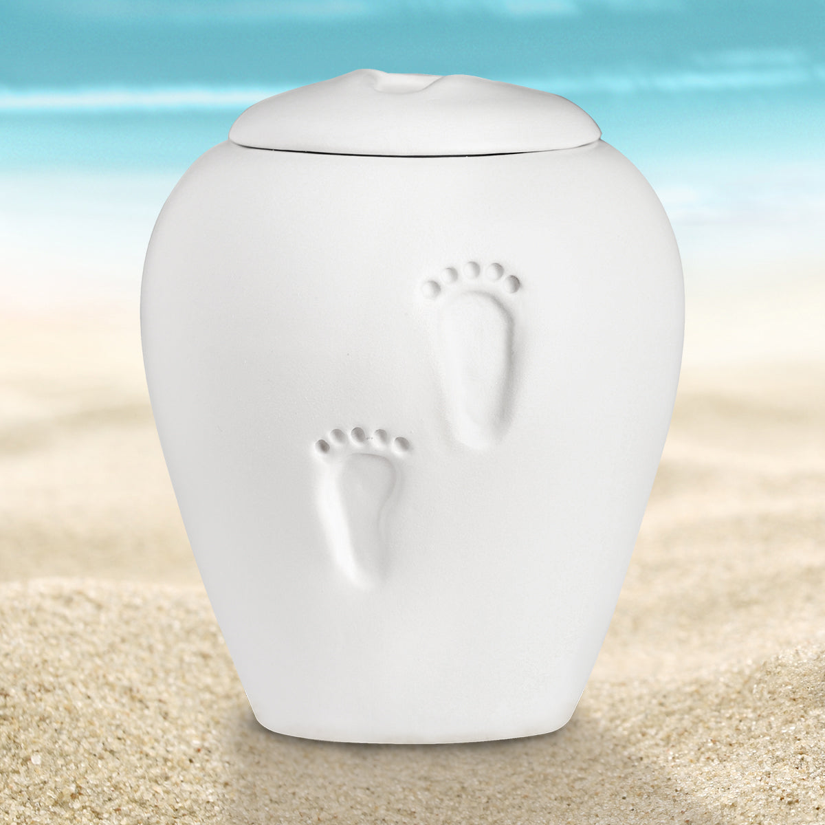 Ivory Baby Footprints Child Urn Eco Pigment