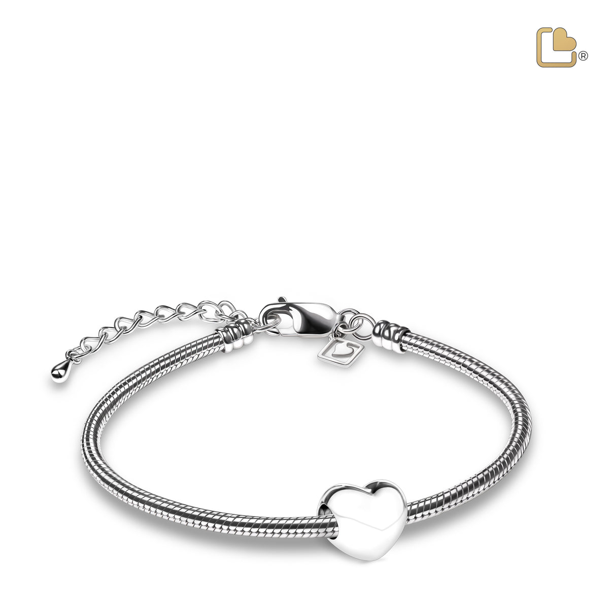 LoveHeart Sterling Silver Cremation Bracelet Bead