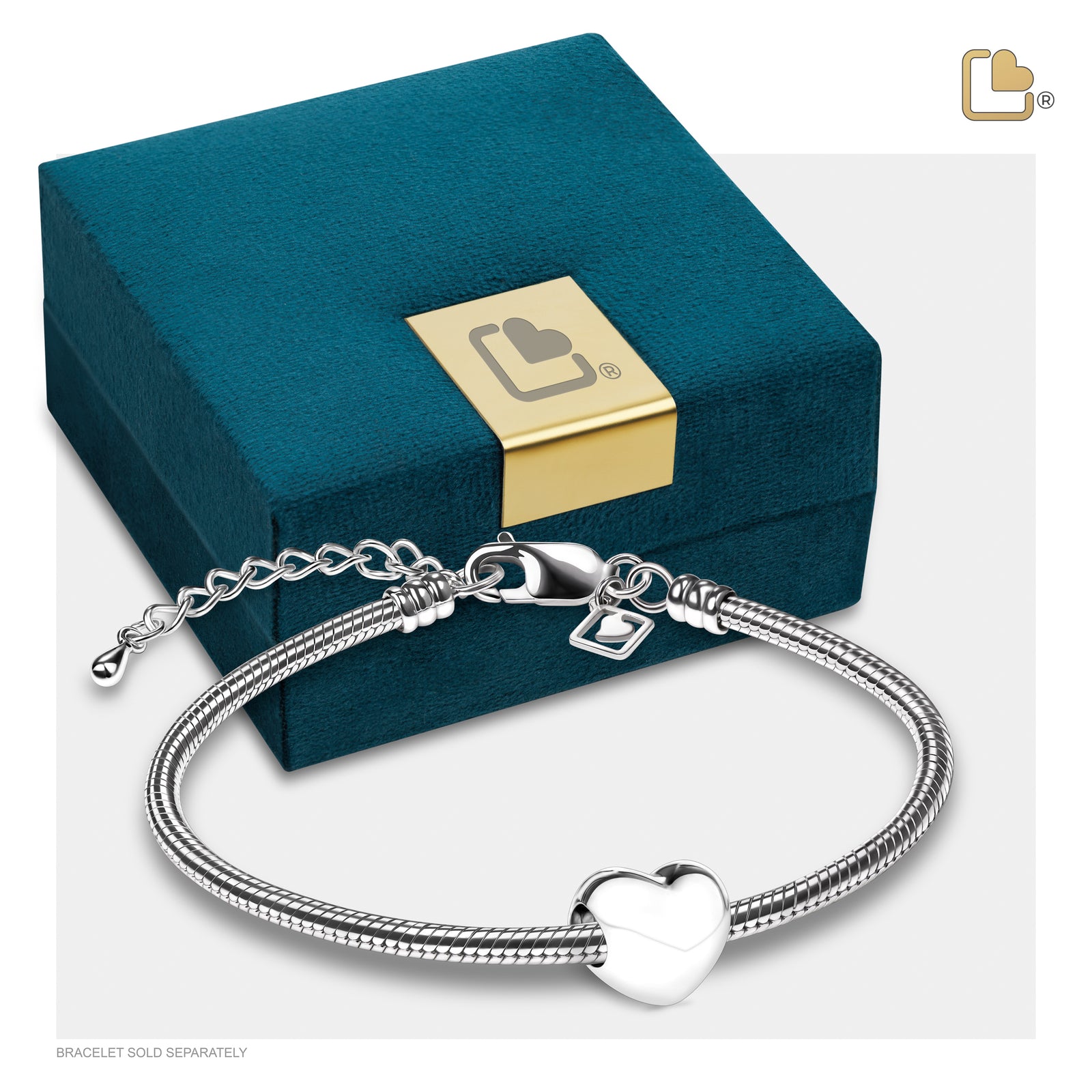 LoveHeart Sterling Silver Cremation Bracelet Bead