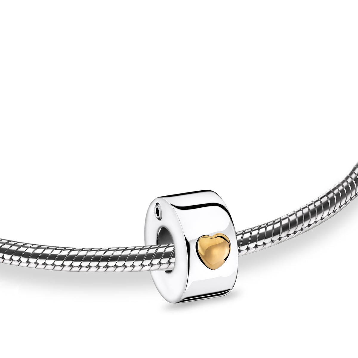 Glowing Heart Rhodium Plated Gold Vermeil Cremation Bracelet Bead