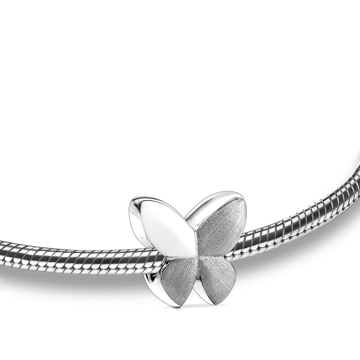 Butterfly Two Tone Sterling Silver Cremation Bracelet Bead
