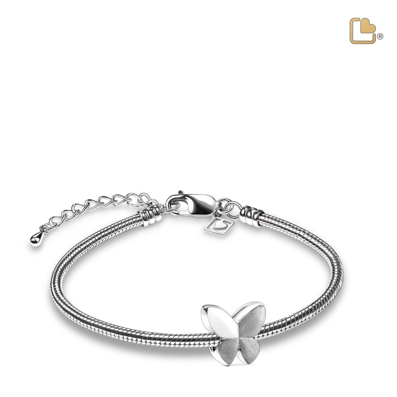 Butterfly Two Tone Sterling Silver Cremation Bracelet Bead