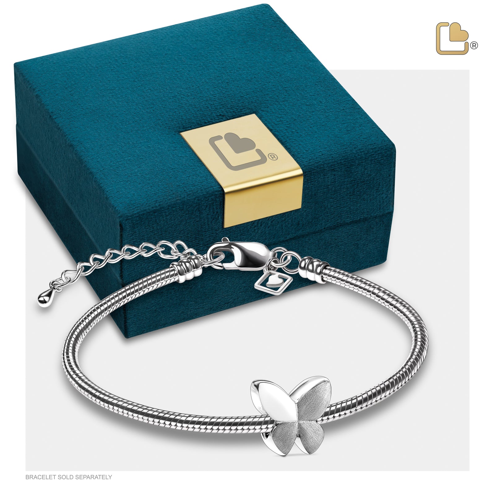 Butterfly Two Tone Sterling Silver Cremation Bracelet Bead