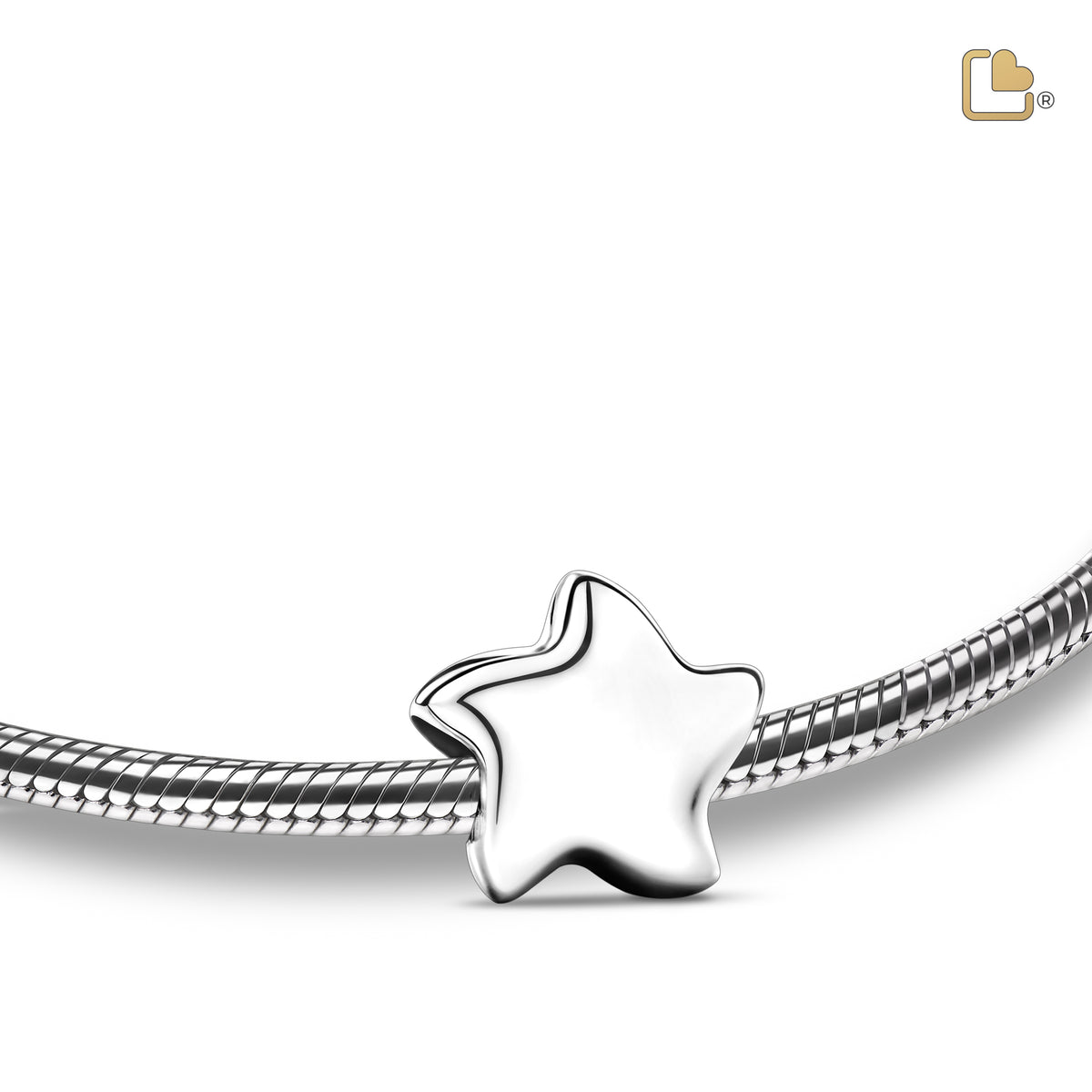 Angelic Star Polished Sterling Silver Cremation Bracelet Bead