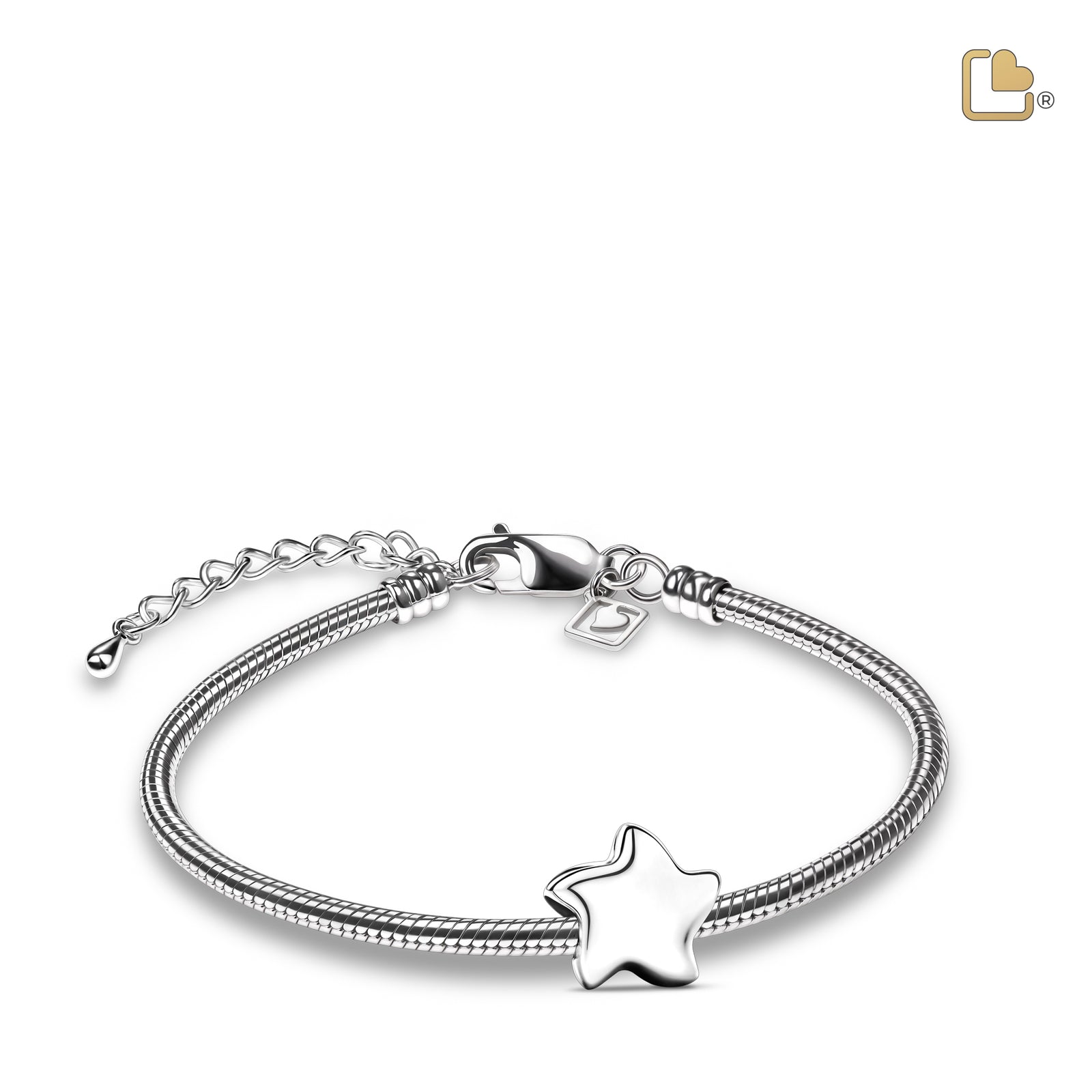 Angelic Star Polished Sterling Silver Cremation Bracelet Bead