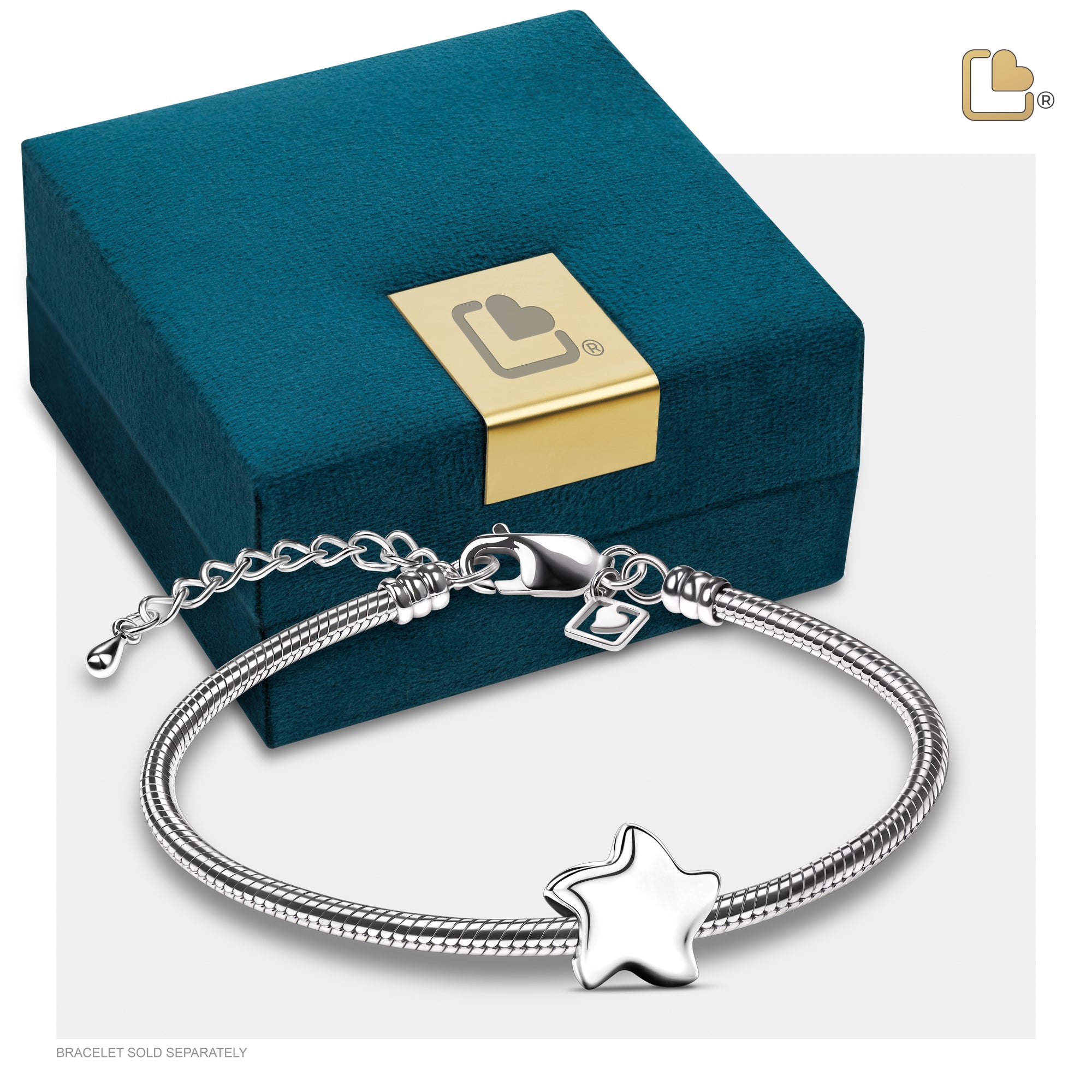 Angelic Star Polished Sterling Silver Cremation Bracelet Bead