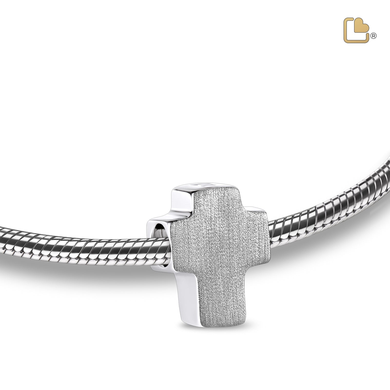 Cross Two Tone Sterling Silver Cremation Bracelet Bead