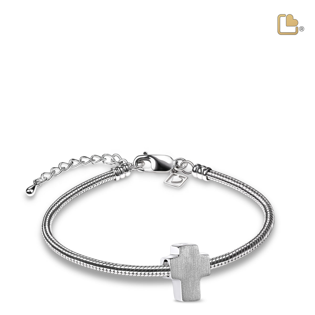 Cross Two Tone Sterling Silver Cremation Bracelet Bead