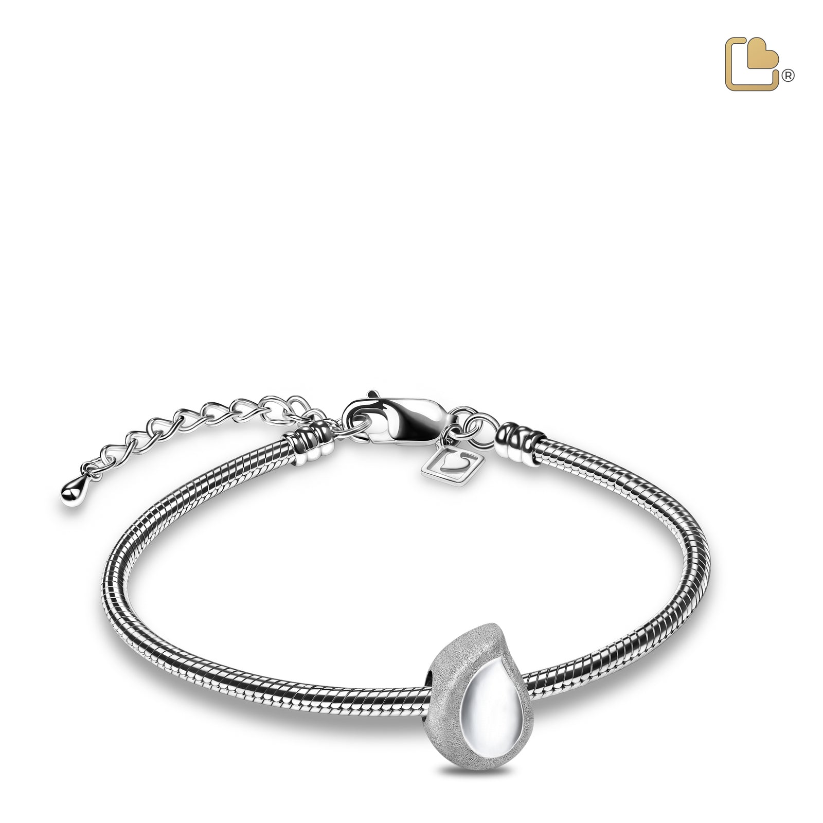 Teardrop Two Tone Sterling Silver Cremation Bracelet Bead