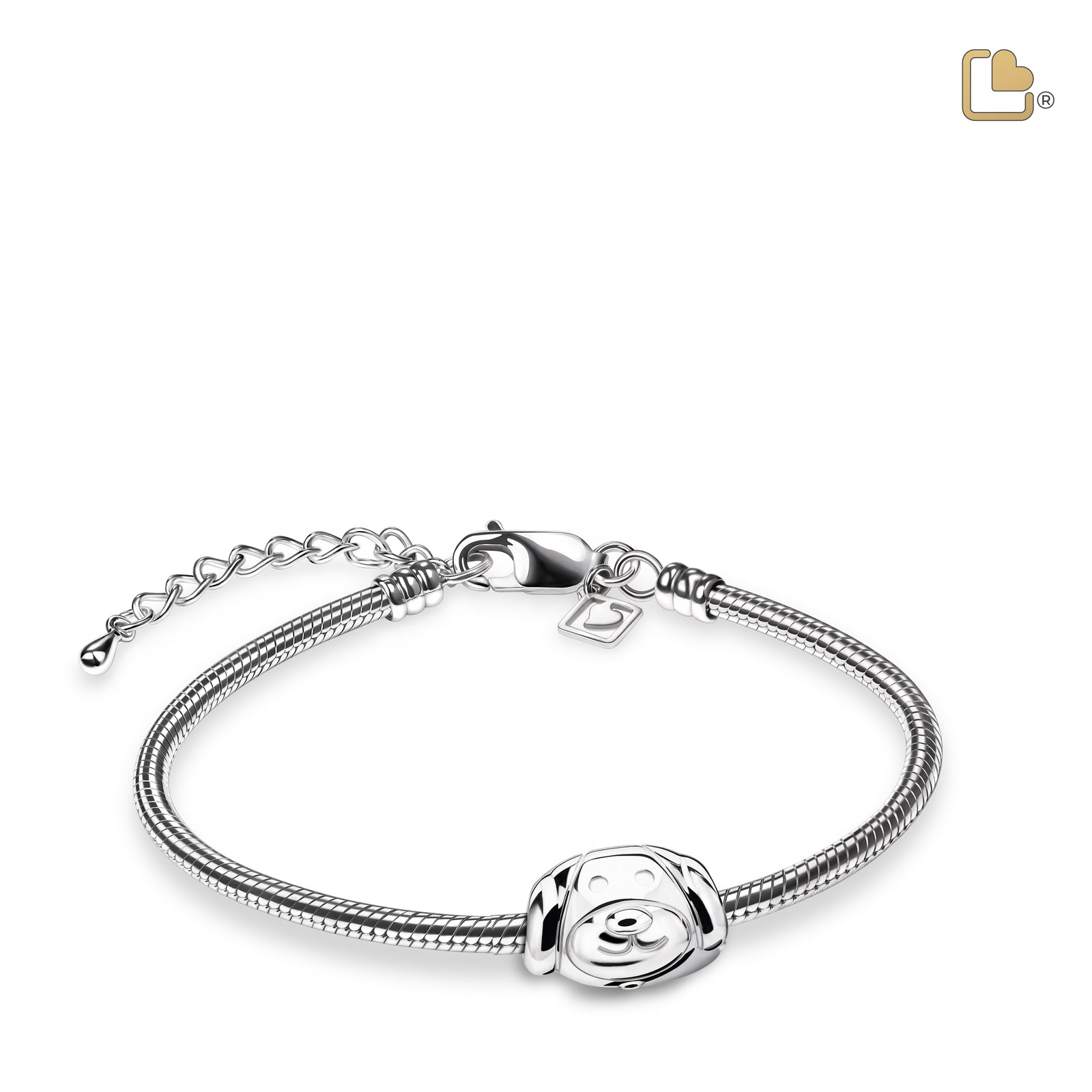 Dog Rhodium Plated Sterling Silver Cremation Bracelet Bead