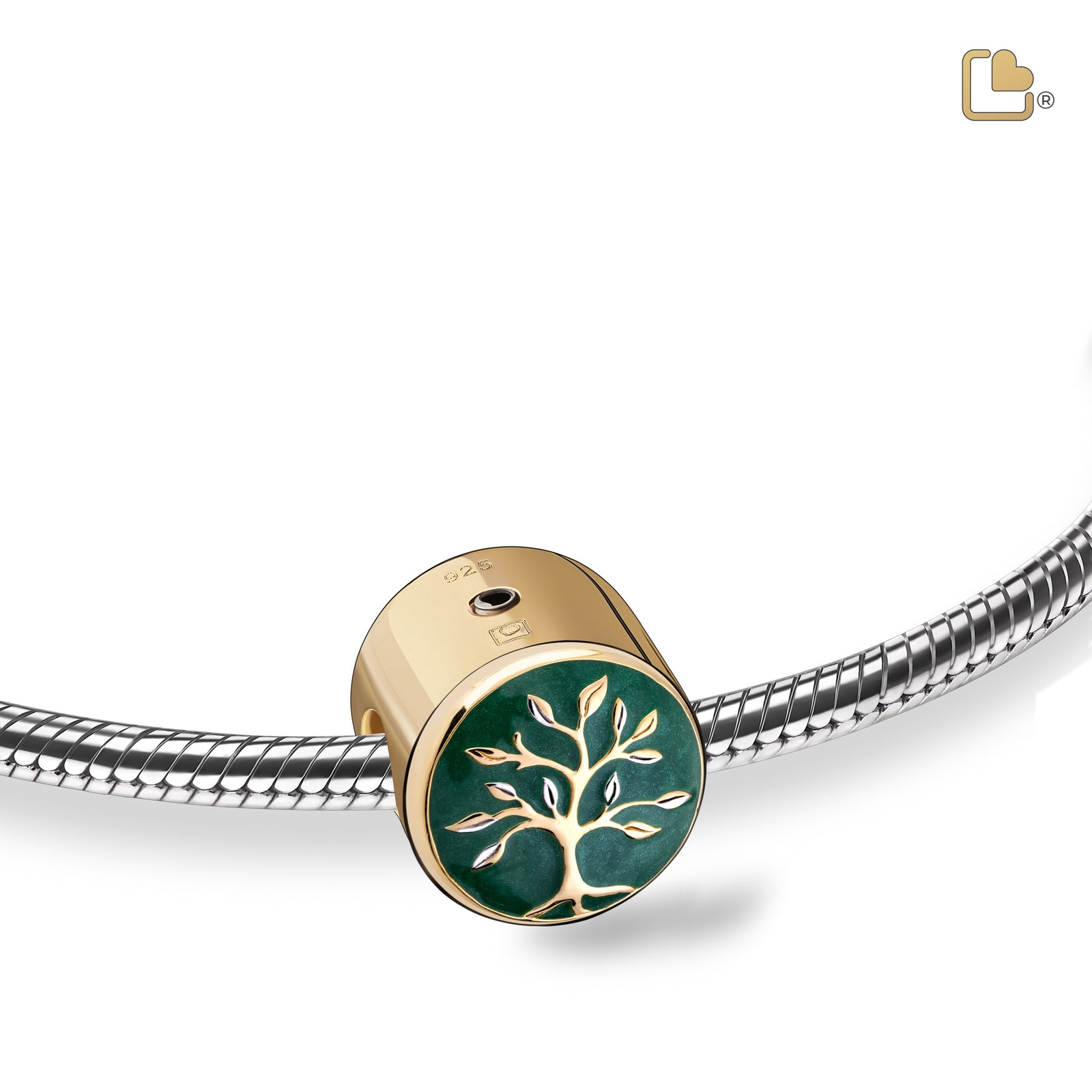Bead Tree of Life Enamel Gold Vermeil Cremation Bracelet Bead