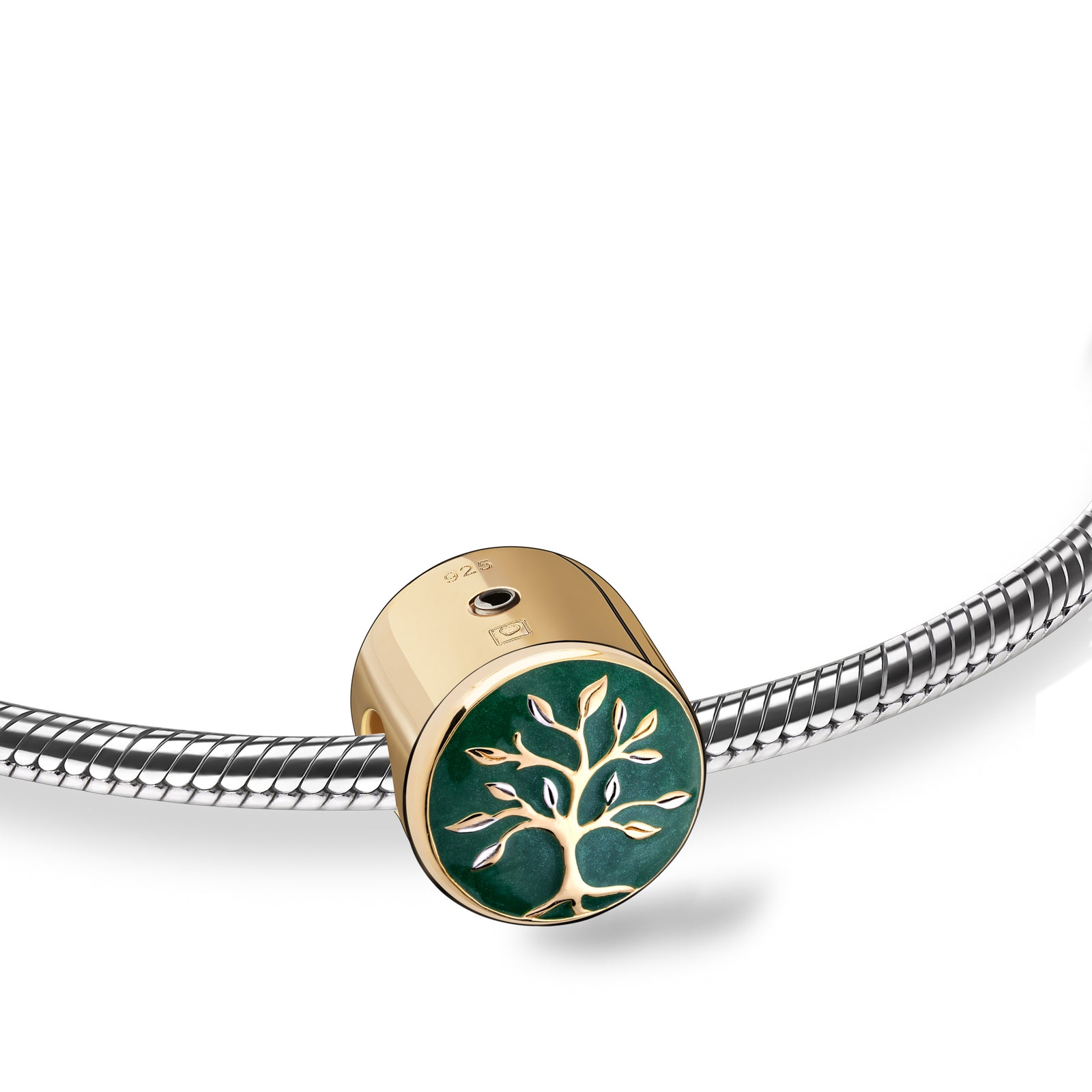 Bead Tree of Life Enamel Gold Vermeil Cremation Bracelet Bead