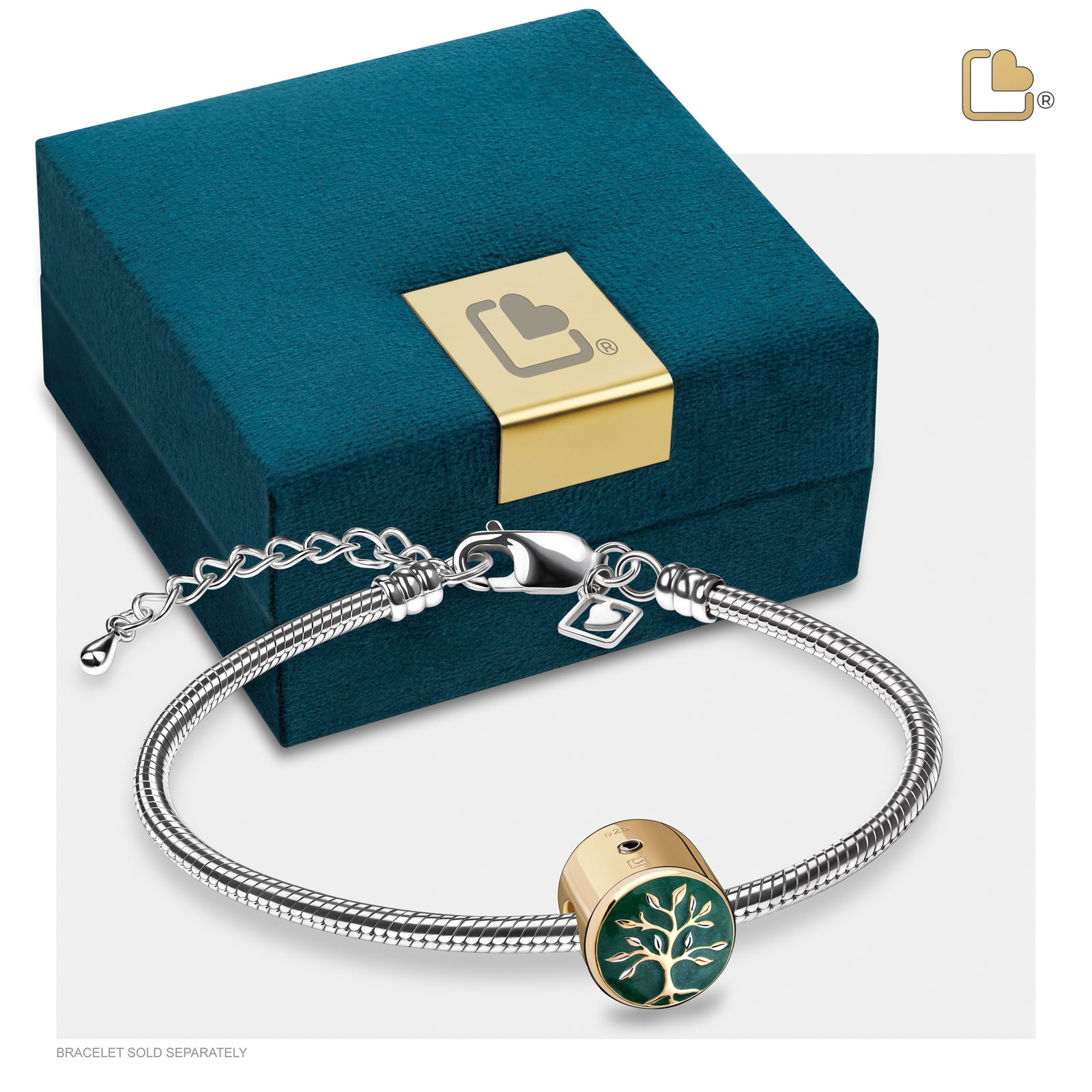 Bead Tree of Life Enamel Gold Vermeil Cremation Bracelet Bead