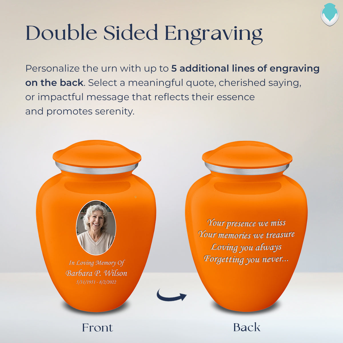 Adult Embrace Burnt Orange Portrait Cremation Urn